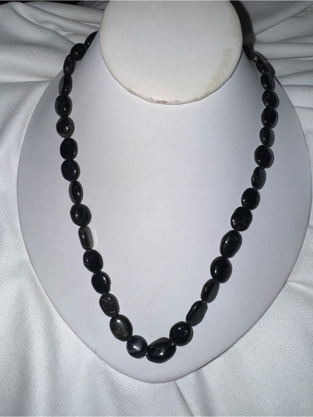 Vintage 20" Black Tourmaline Beaded Necklace, 275 ct